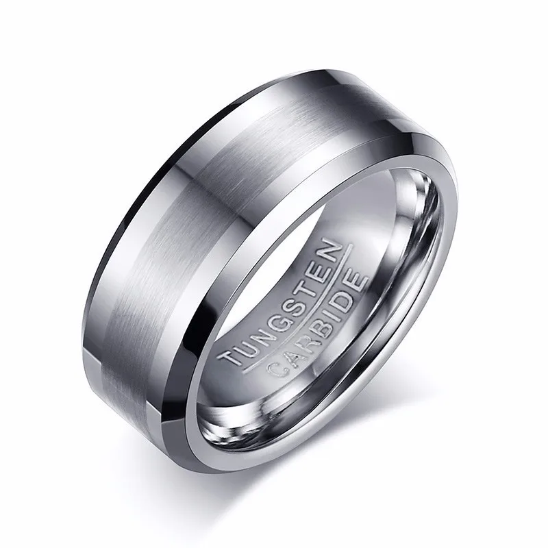 

8MM Classic Look Tungsten Carbide Matte Men's Ring in Silver Tone Wedding Band Comfort fit Anel Aneis Male Jewelry