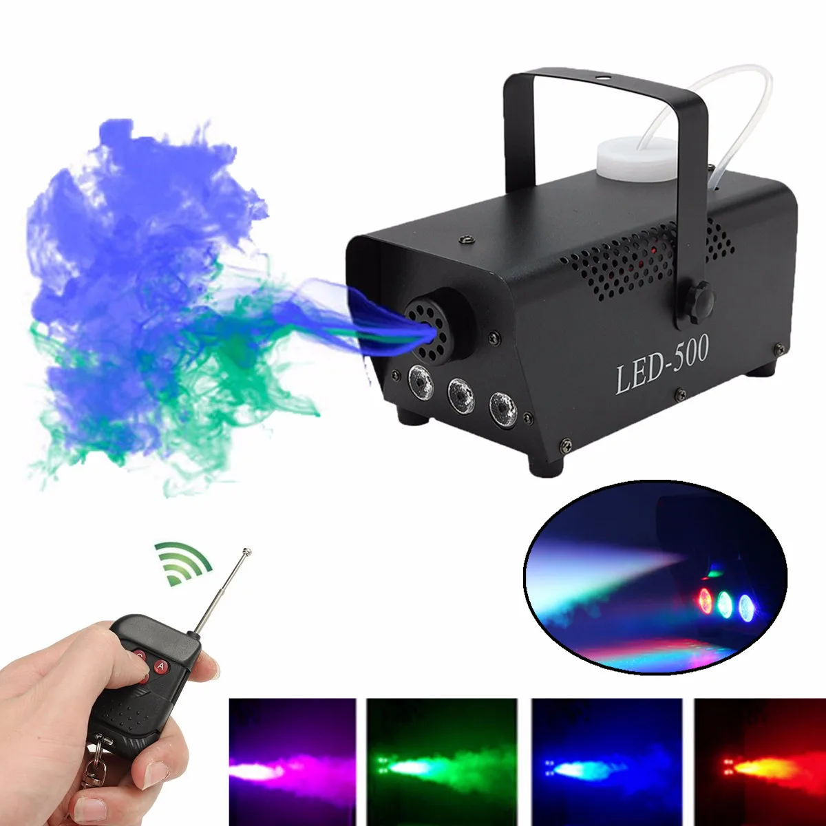 Máquina de Fumaça com Controle Festa de Família Nevoeiro Remoto Rgb Led dj Thrower Bola Lazer Festas Luz Lança Fumaça 500 w –