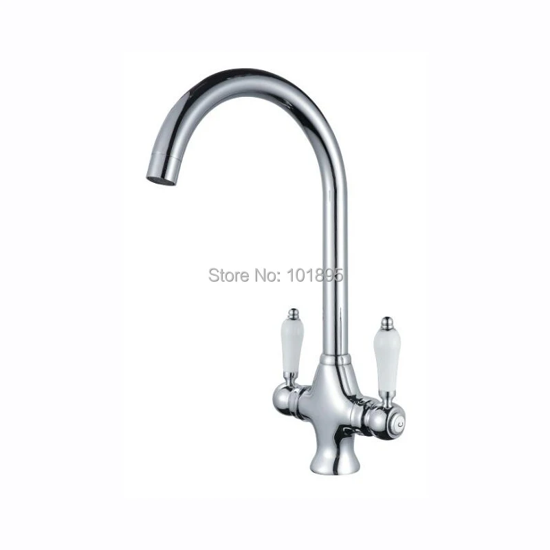 

Brass Material Chrome Finish Hot & Cold Water of Dual Handle Kitchen Tap