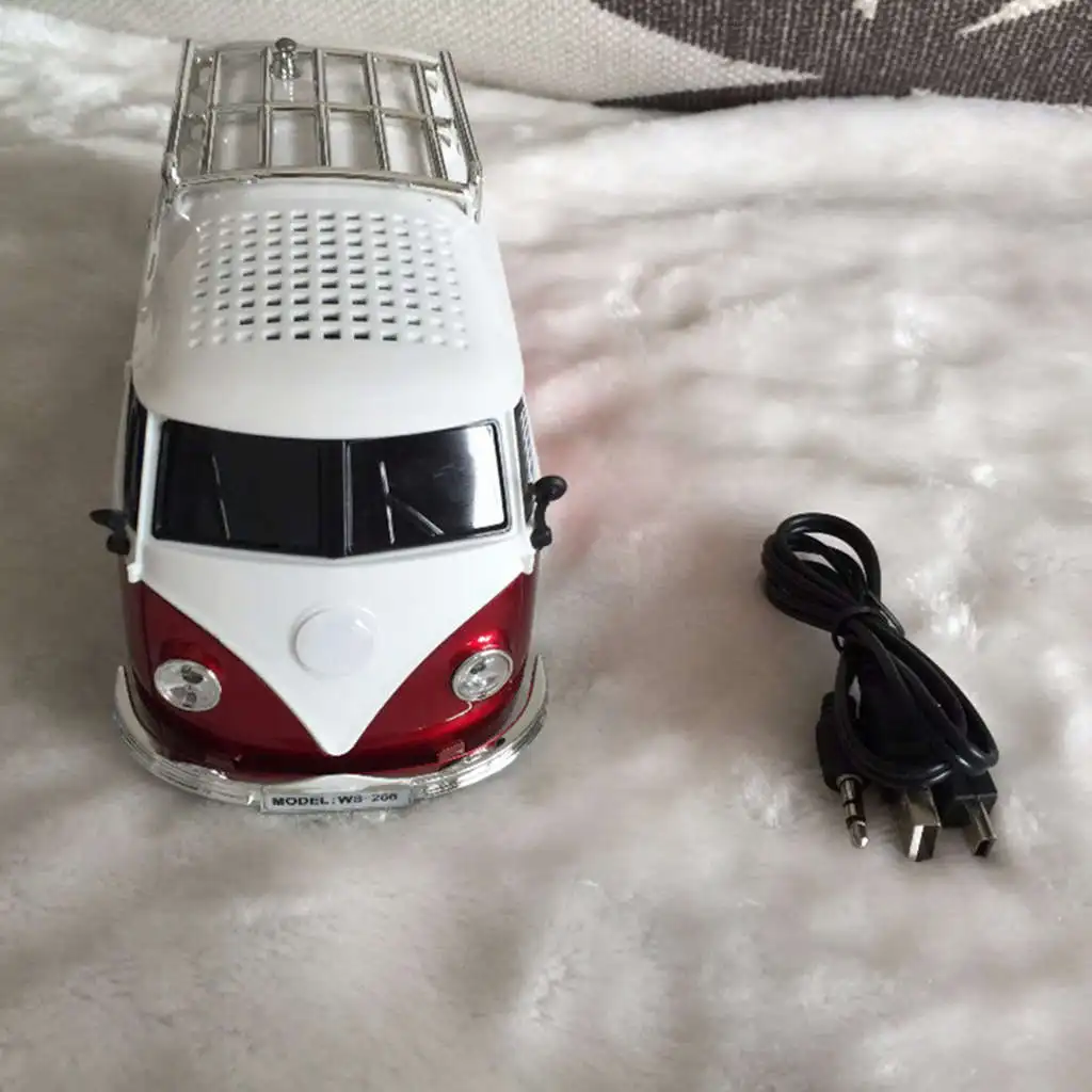 Colorful Mini Bluetooth Speaker Car Shape Mini Bus Speaker Support Fm +U Disk Insert Card Mini Speaker Mp3 Player Red