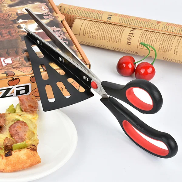 1 Pcs Pizza Scissor Cutter Stainless Steel Scissor Cut Pizza with Detachable Spatula TB Sale
