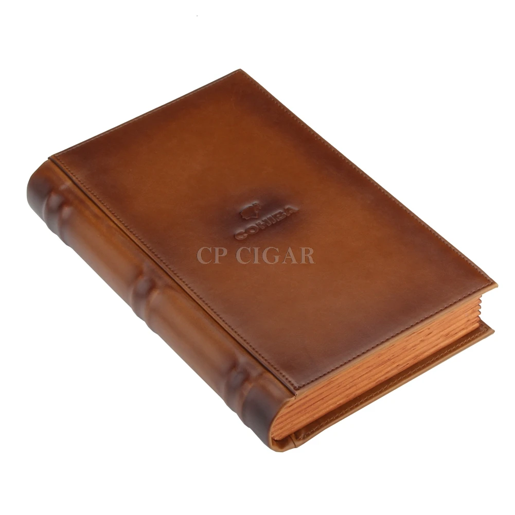 

COHIBA Cigar Box Travel Cigar Case Humidor Spain Cedar Wood Leather Cigars Humidor With Cigar Cutter Humidifier Hygrometer