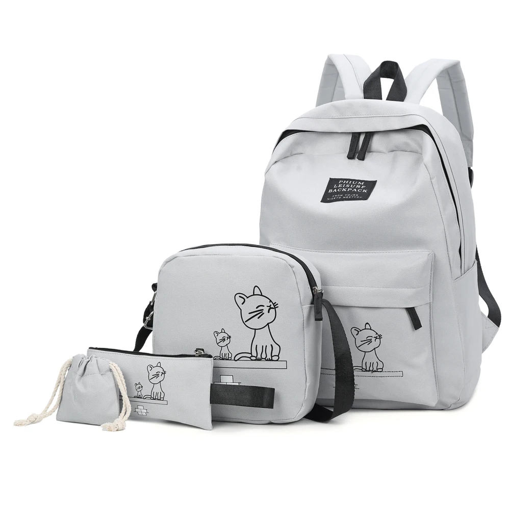 

4pcs/set School Backpack Book Bags For Students Backpack Women Casual Rucksack Daypack Nylon Laptop Fashion Student Backpacks