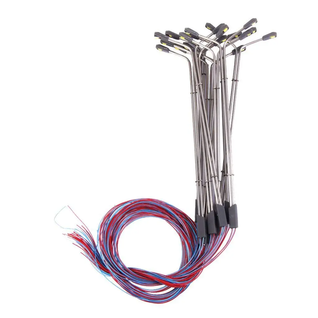 

BIFI-Set of 10pcs 3V 11cm LED Floor Lamp Model Double Heads Lamp Miniature Scale 1: 100