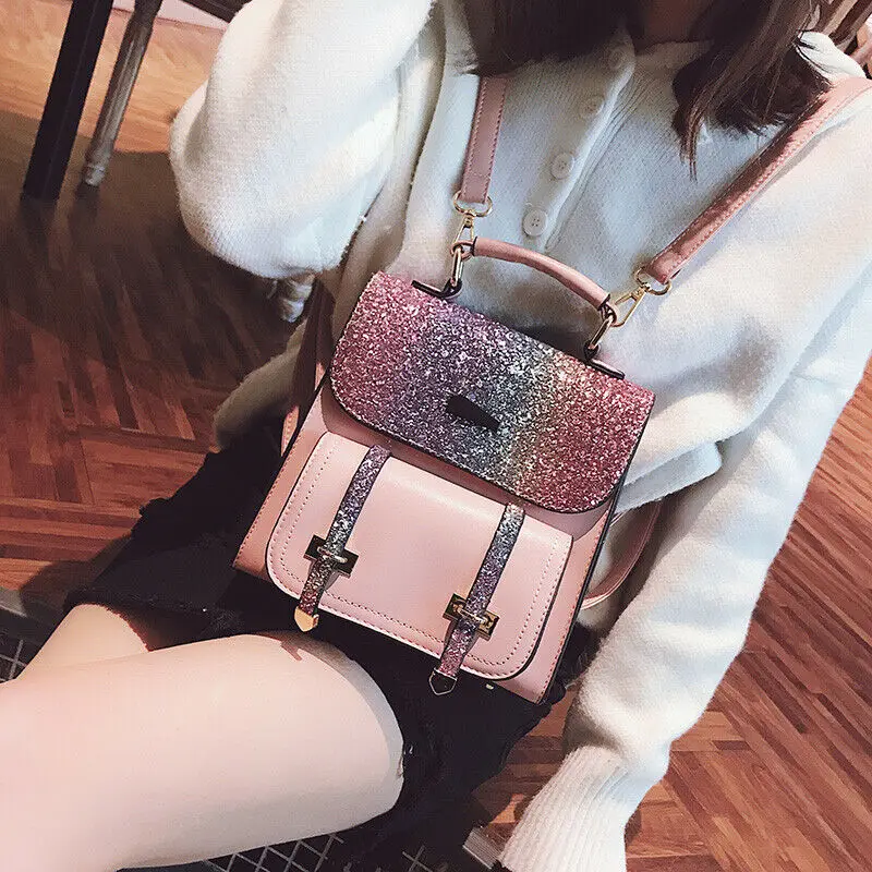 

2019 The Newest Fashion PU Suit Any Clothing Girls Sequins Backpack Glitter Bling School Travel Rucksack Shoulder Bag