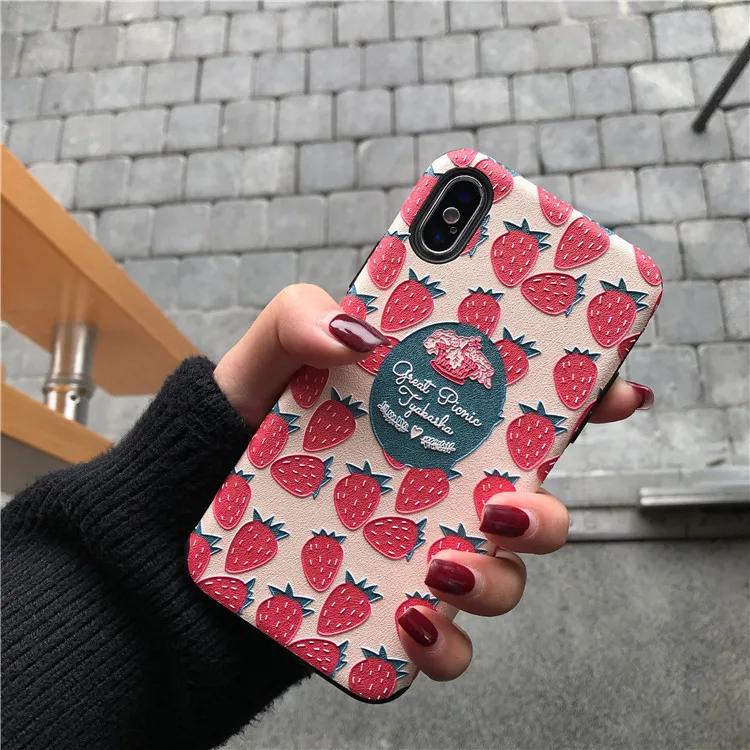 Kawaii японский розовый клубничный чехол для телефона iPhone X Xs XR XSmax 7 Puls 6 6S 8 Чехлы