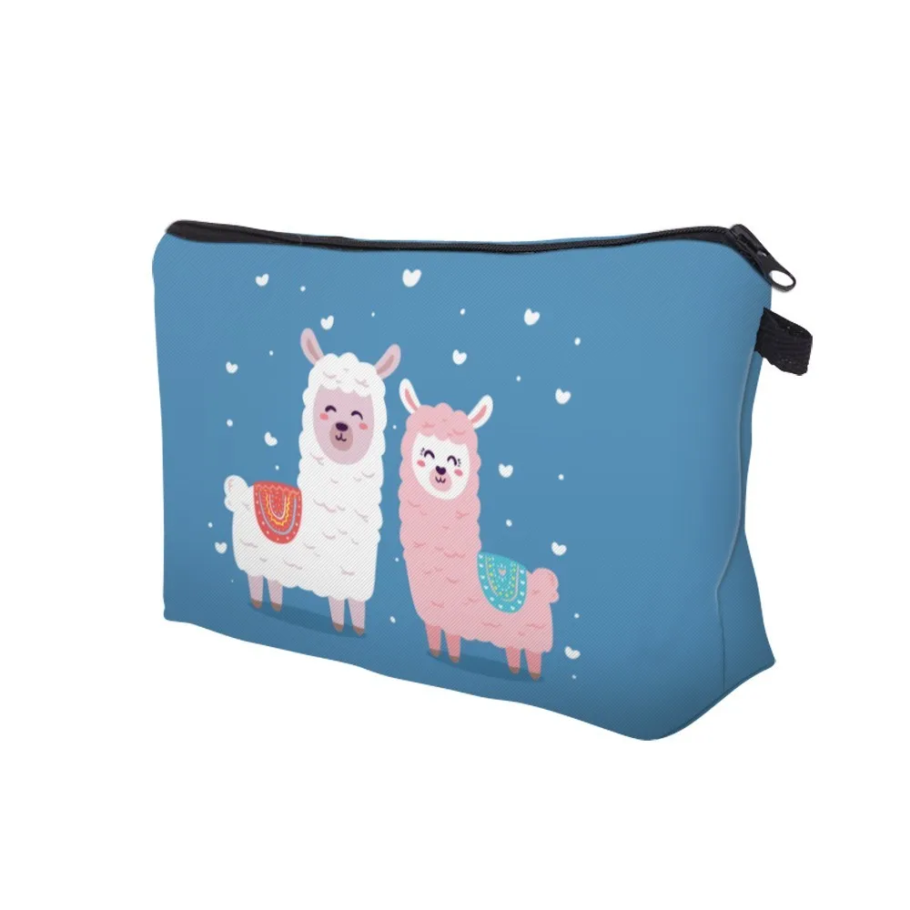 Deanfun للماء الأبيض اللاما الأزرق التجميل حقيبة القلب الوردي الألبكة حقيبة مستحضرات تجميل Necessaire الحب هدية 51375