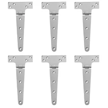 6PCS High Polished Stainless Steel Kitchen Cabinet Cupboard Shed Wooden Gate Garden Door Strap T Hinge 203mm