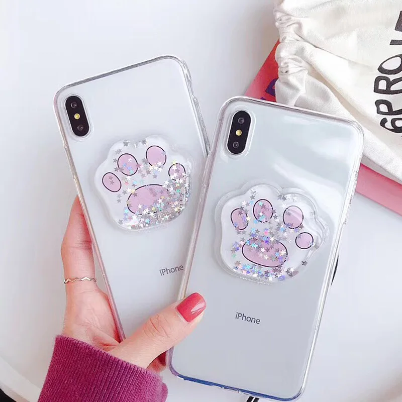 

Moskado Cat-pad phone case For iphone XS MAX XR X Transparent Drift Sand Back Cover for iphone 8 7 6 6s Plus Funda Protect