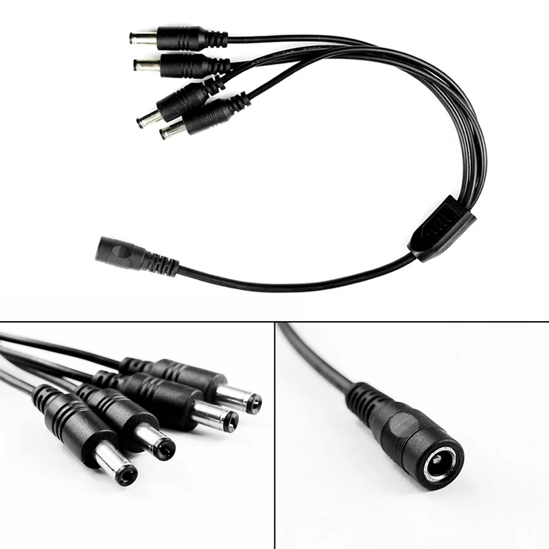 

1 Socket to Plug 4 DC Splitter DC Power Cable DC Power Distribution 5.5 x 2.1 mm HOT
