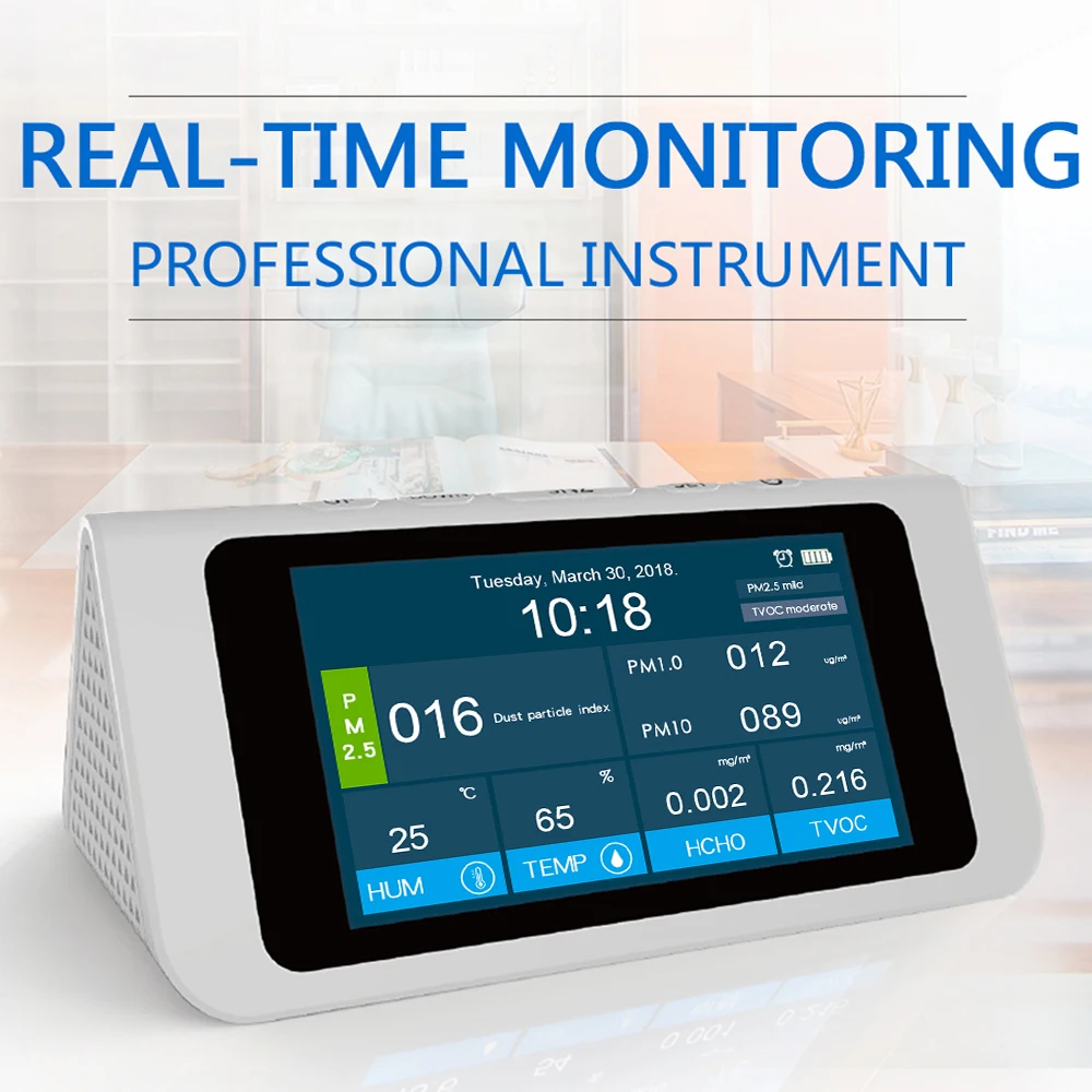 

Multifunctional Professional 7" PM2.5 PM1.0 PM10 HCHO TVOC AQI Detector Thermometer Hygrometer Air Quality Analyzer