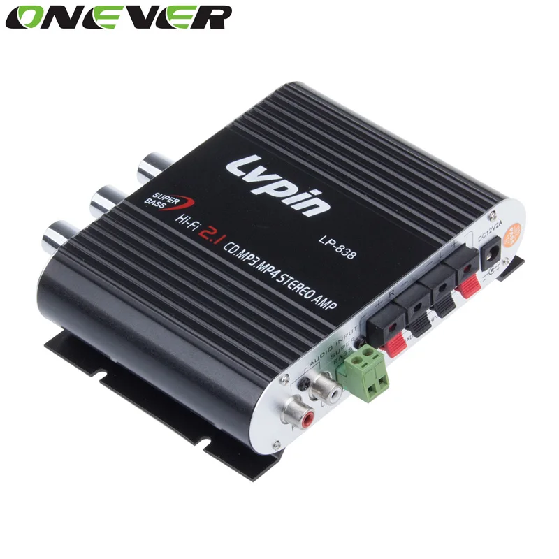 

Onever Hi-Fi Auto Car 2.1 Channel Stereo Power Amplifier Subwoofer Booster Sound Mode Support DVD USB MP3 FM Audio Music Player