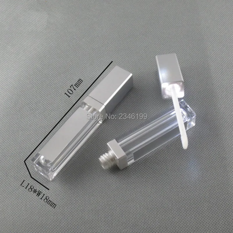 10/30/50pcs 7.5ml 빈 메이크업 DIY 립글로스 병 실버 스퀘어 립글로스 튜브 LED 라이트 미러 병