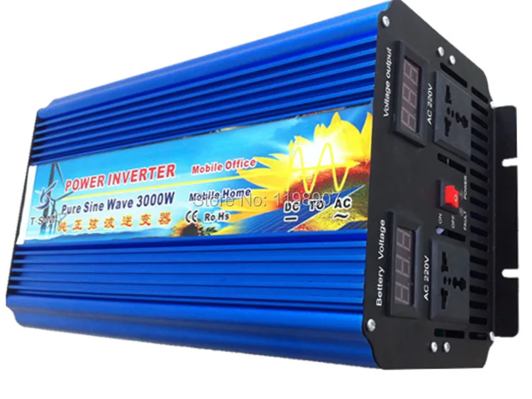 

Dual digital display 3000W Pure Sine Wave Power Inverter DC12V/24V to AC110V/220V 50HZ/60HZ