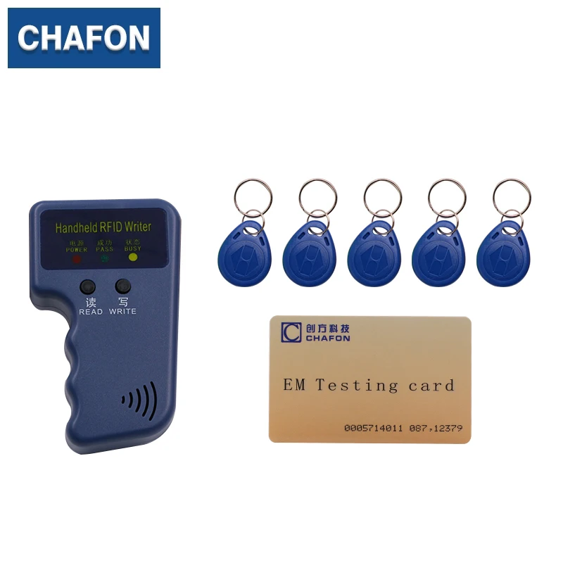 125khz RFID Reader Writer Copier Duplicater+5 Pcs T5577//EM4305 Writable Keyfobs