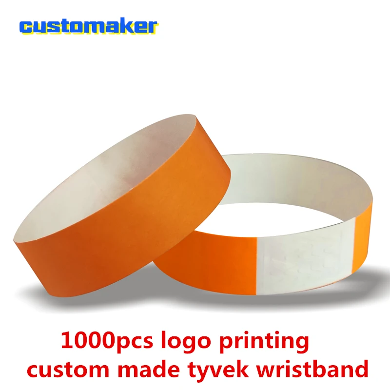 

1000pcs custom made logo color printing Wristbands customized wedding band Tyvek Wristband for Club bar Parties Events security