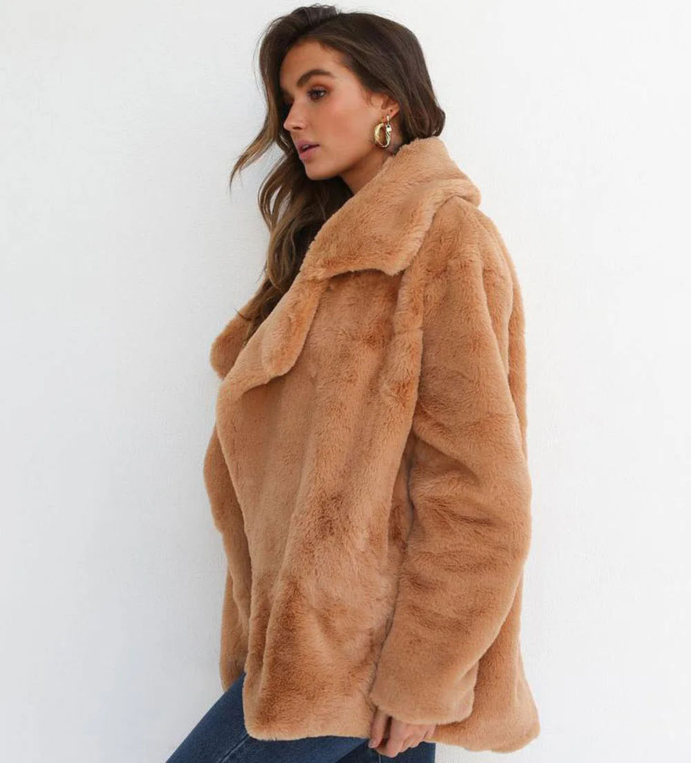 Женское пальто из искусственного меха, модная плюшевая одежда, плюшевое пальто UNIF, зимнее теплое пушистое длинное пальто с медвежонком, розовое двустороннее меховое пальто
