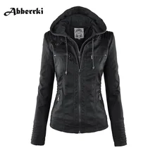Зимнее пальто 5XL размера плюс, куртка со съемной шляпой, Европейская мода, на молнии, искусственная кожа, женские куртки-бомберы