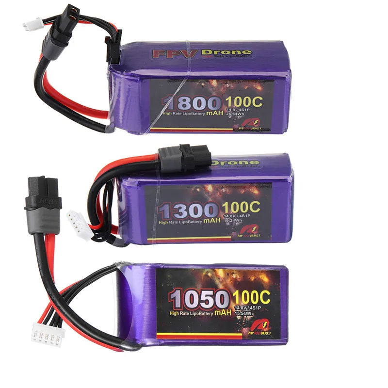 

MY Red Beret 14.8V 1050/1300/1800mAh 100C 4S Lipo Battery XT60 Plug for Tyro99 RC FPV Racing Drone Spare Part DIY Accs
