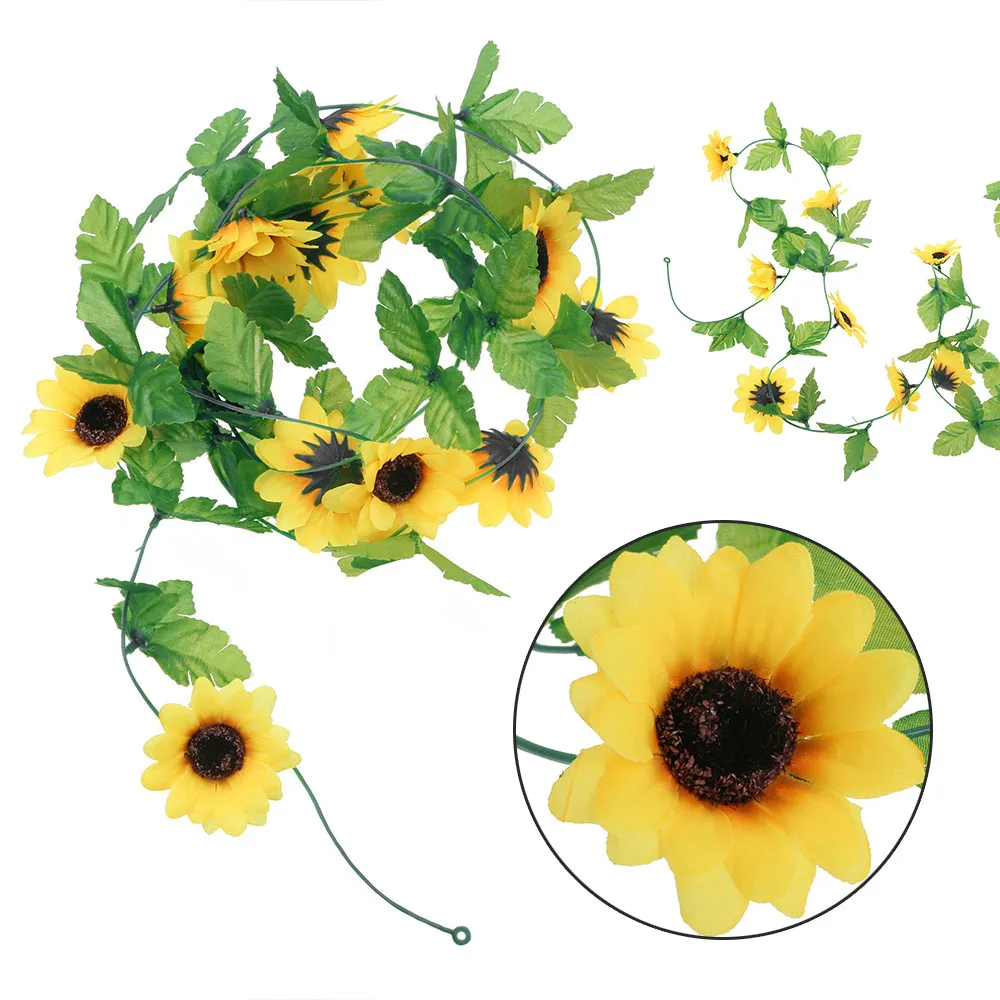 2.5M Fake Sunflowers Artificial Flowers High Quality Hanging Garland Leafs Flower Garlands for Weddings Party Home Decoration