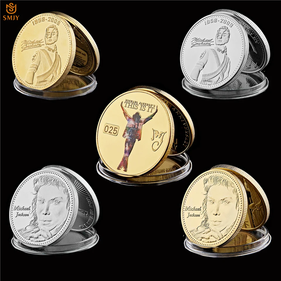 Шт/комплект Grammy Lifetime Achievement Award World Dance King Майкл Джексон Изысканный Золотой/Серебряный сувенир из США ремесло монеты набор
