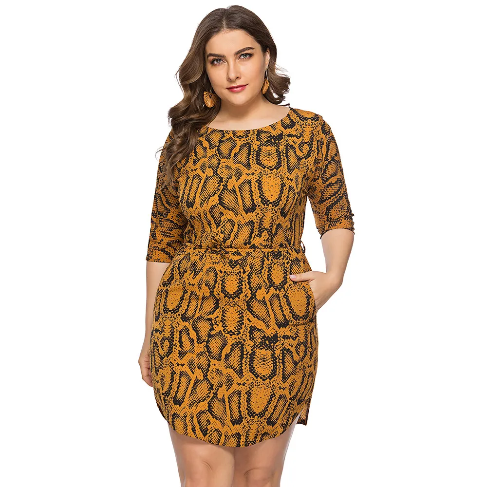 snake print plus size dress
