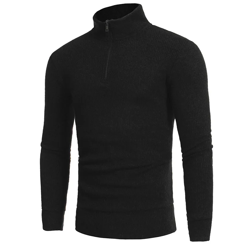 New Turtleneck Sweaters Men Long Sleeve Zipper Casual Fashion Knitted