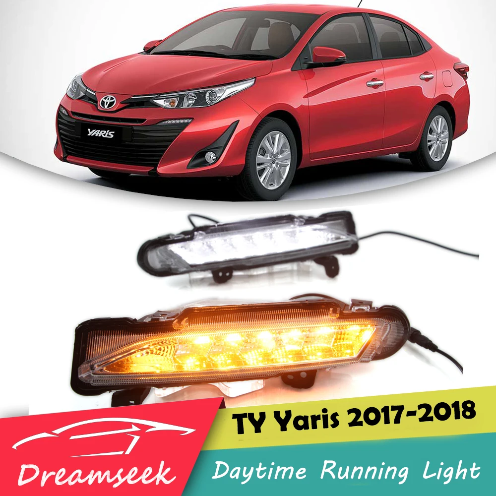 DRL для Toyota Yaris 2017 2018 светодиодсветодиодный дневные ходовые огсветильник с
