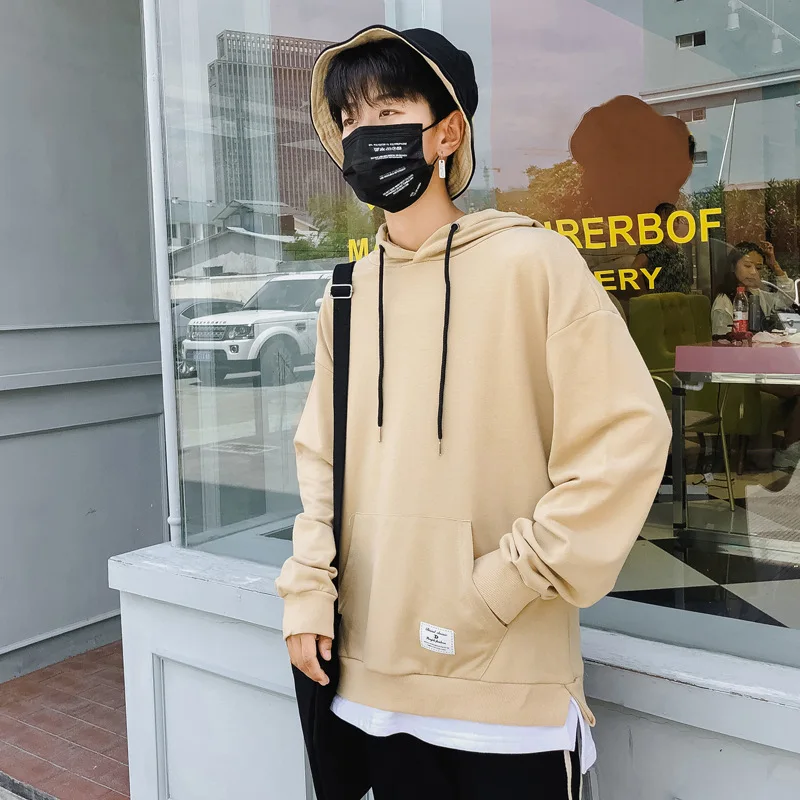 

2019 new arrival hip hop men's hoodie loose-fitting fake two long sleeve for boys and girls loose sweatshirt with hat