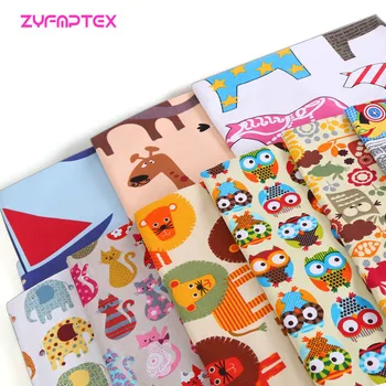 

ZYFMPTEX 150x100cm Thick Polyester Cotton Fabric Cartoon Print Style Canvas Fabric Printed Sew Tablecloth Cushion Bags Material