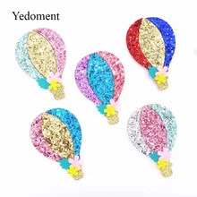 10 pçs brilho couro/não tecido tecido fogo balão para meninas grampos de cabelo arcos apliques remendos diy artesanato festa decoração y0314(China)