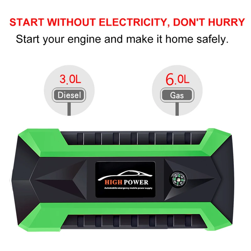  89800mAh Multifunction Jump Starter 4 USB 4 LED Lights Portable Power Bank Car Battery Booster Char