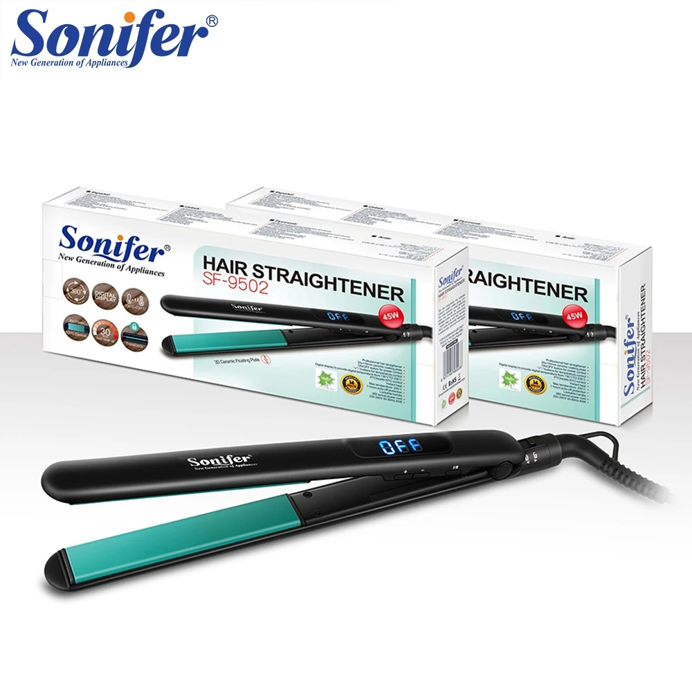 

High quality Electric Hair straightener flat iron Handheld LED display corrugation for hair Personal Care Appliances Sonifer