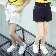 Детская летняя одежда, Новые однотонные черные и белые плотные шорты из чистого хлопка для девочек