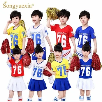 

Six One Children Performance Serve . . Do Serve Short Sleeve Male Girl Dance New Pattern Stage Show Serve Cheerleading Clothing