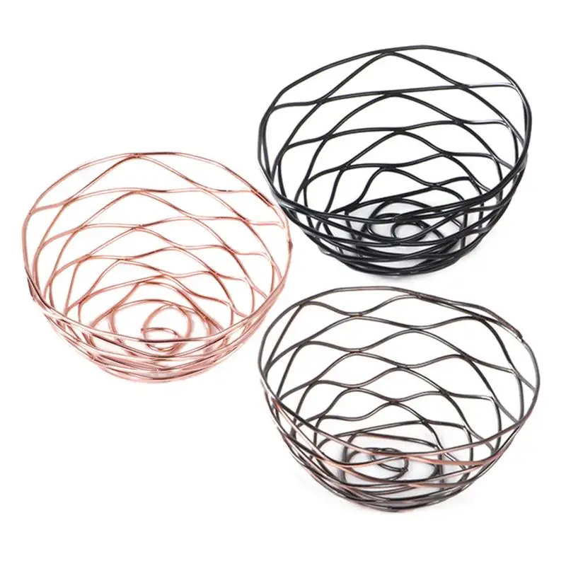 

Nordic Style Iron Storage Basket Fashionable Fruit Bowl Golden Rose Shaped Metal Basket Bread Basket #YW