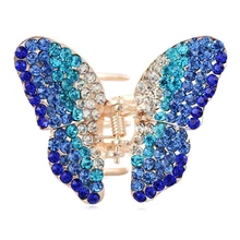 HTHL-Мини Кристалл Стразы бабочка заколки-клипсы заколка инструменты для ухода за волосами синий