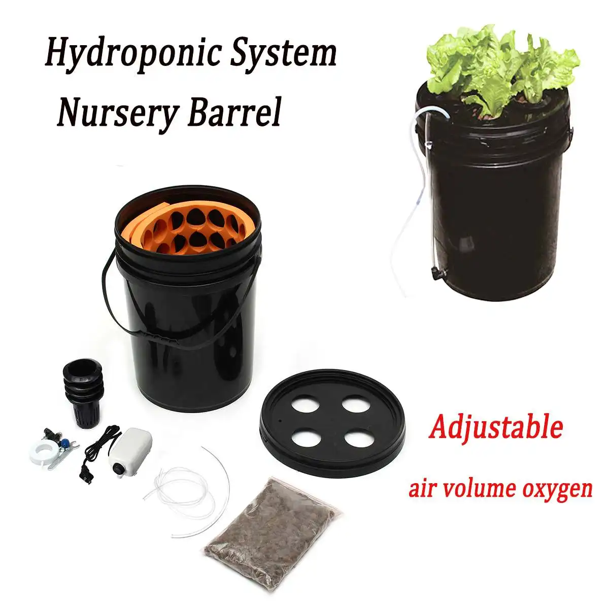 110V Hydroponic System Nursery Pot Garden Indoor Planter Barrel Soilless Seedling Vegetable Flower Grow Kit Adjustable Oxygen