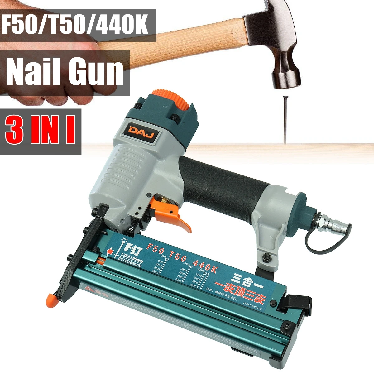 

Portable 3 In1 Air Brad Nail Guns Stapler Finish Nailer Pneumatic Finishing Nail Tool For T50 F50 440K