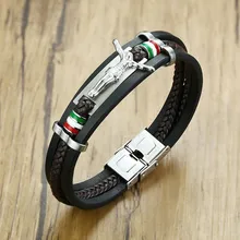 Мужские браслеты с подвеской в виде Иисуса, многослойные, из натуральной кожи, Christ Faith, браслет, распятие, наручные браслеты, 21 см