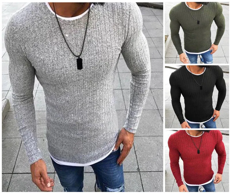 HIRIGIN Мужская Мода вязаный свитер с длинным рукавом шить осень Повседневное пуловеры