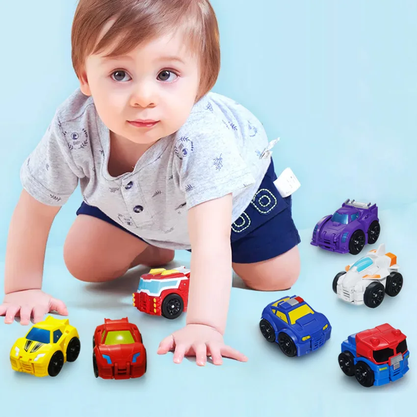 So Cute Transformation Deformation Robot Truck Racing Car Model Vehicle Mini Free-Wheel Toys Lovely Gift for Chirldren boys girl
