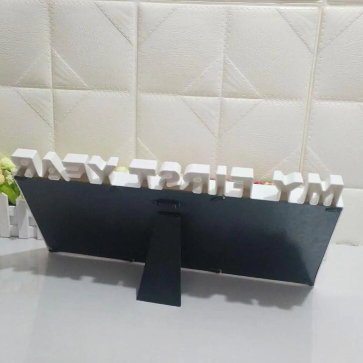 Marco de fotos de bebé lindo DIY estampado a mano o huella de 12 meses marco de fotos de bebé niño niña mi 1 año blanco decoración Para el hogar rosa azul