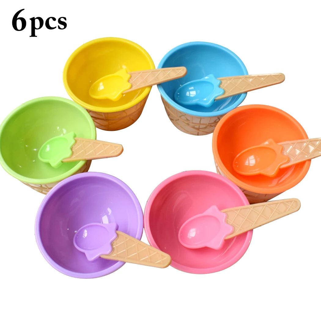 

6 Sets Slime Making Tools DIY Slime Mixing Bowl Ice Cream Bowl with Spoon