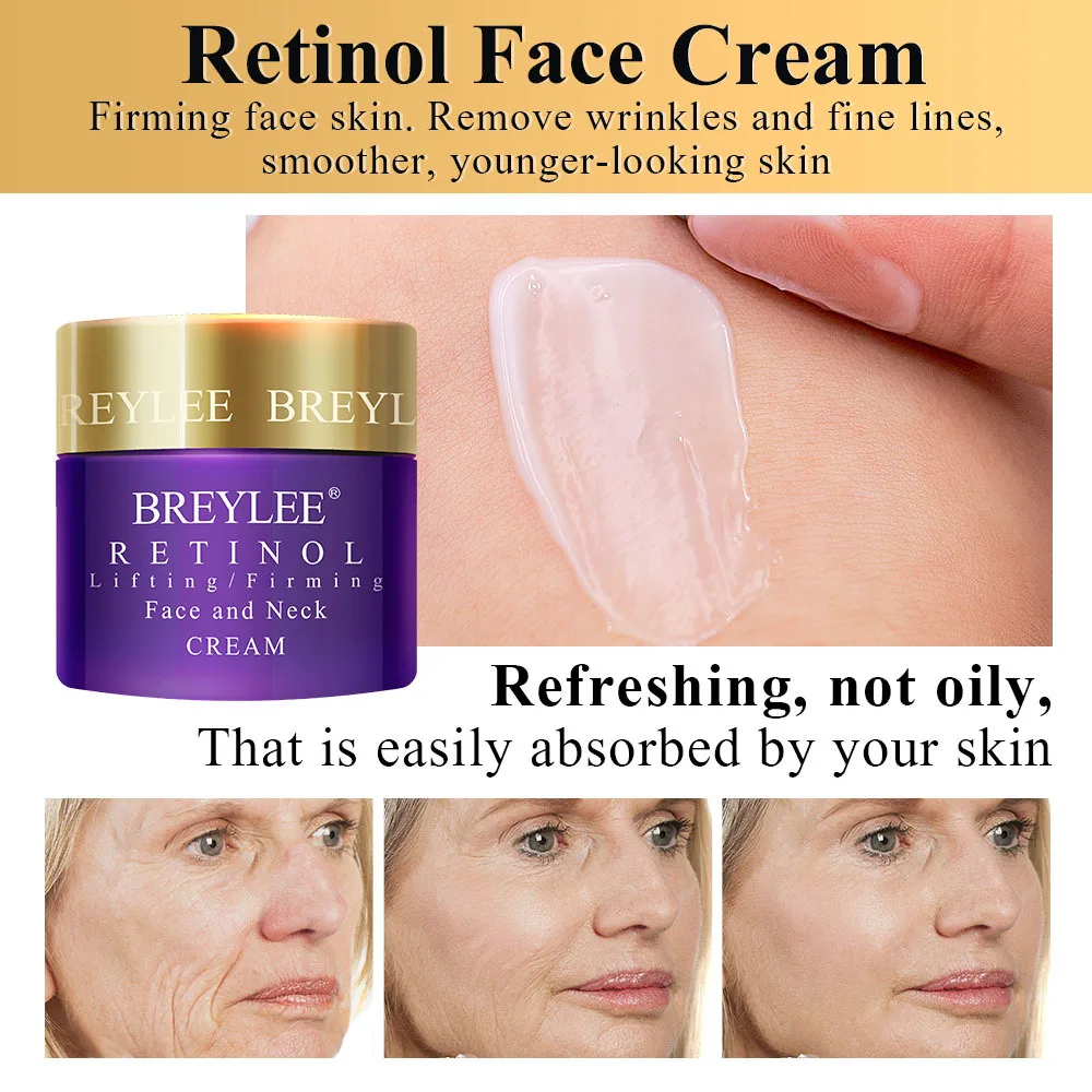 BREYLEE Retinol, антивозрастной укрепляющий набор, сыворотка для лица, крем для лица, крем для глаз, для удаления тонкой линии морщин, увлажняющий, подтягивающий уход за кожей