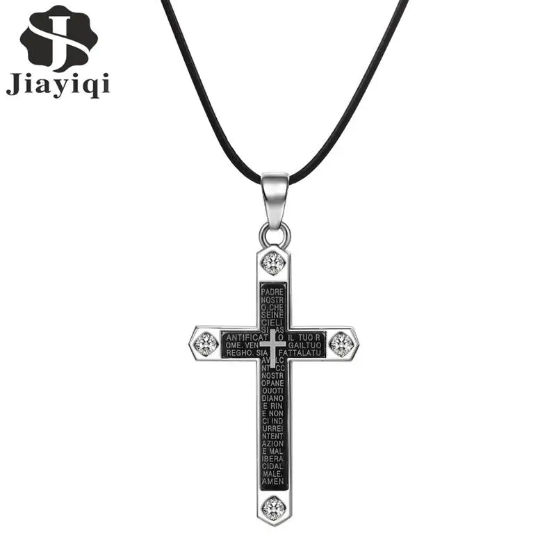 Модные мужские украшения Jiayiqi ожерелья кресты черная подвеска искусственная