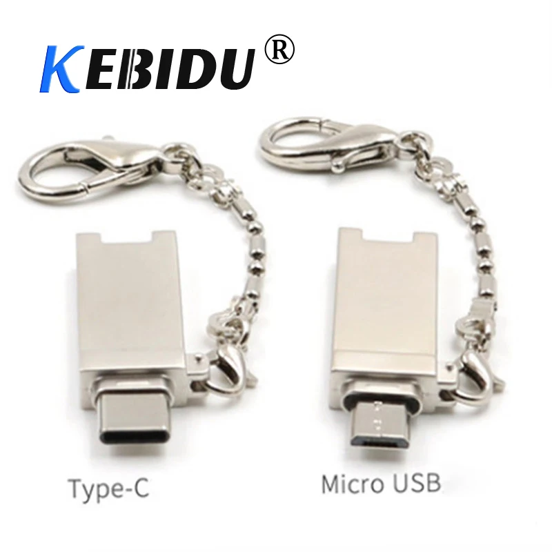 Kebidu мини брелок Тип C Micro USB OTG устройство для чтения карт памяти Адаптер SD/TF ПК
