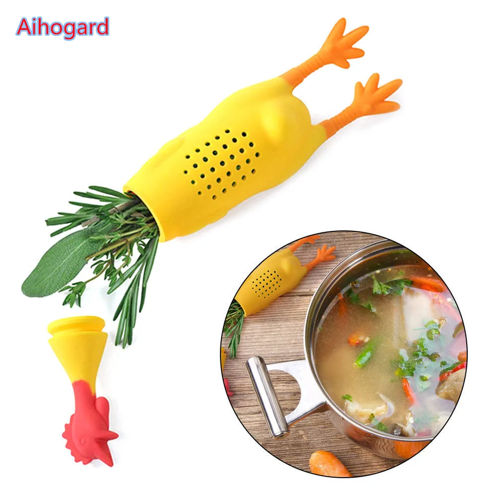 

1pcs Creative Chicken Hen Herb Spice Infuser Food Grade Silicone Cock Rooster Seasoning Pot Condiment Container Filter Tools