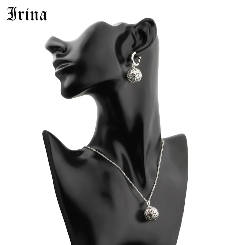 Irina женский ювелирный набор серьги и ожерелье набор ювелирных изделий Круглые серьги с вырезом ожерелье кулон элегантные серьги ожерелье