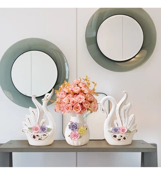 

home decoration accessories living room wine cabinet decoration furnishings ceramic enamel crafts wedding gifts swan ornaments